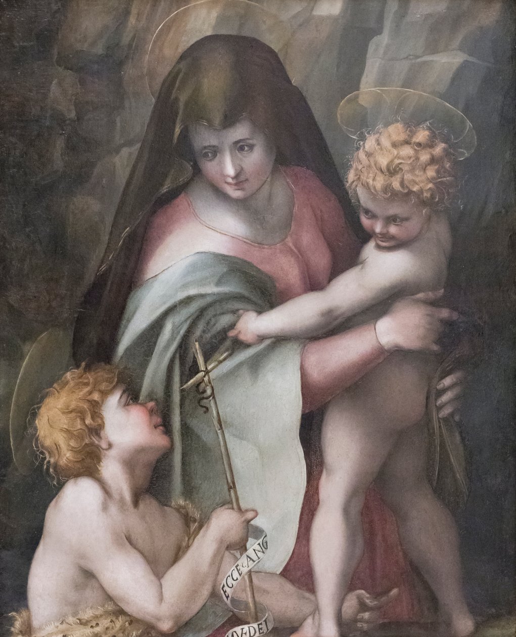 Madonna and Child with the Young St John, Domenico Puligo (olje på panel) av Domenico Puligo