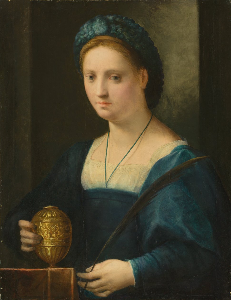 Portrett av en dame, som Maria Magdalena (olje på panel) av Domenico Puligo