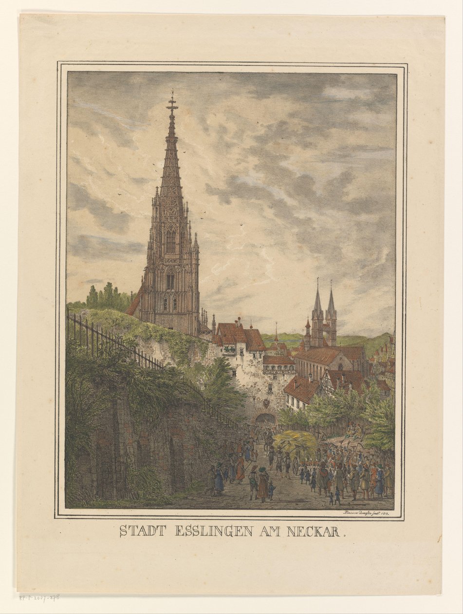 Utsikt over Esslingen nær Neckar Byen Esslingen am Neckar (tittel på objekt) av Domenico Quaglio (II)