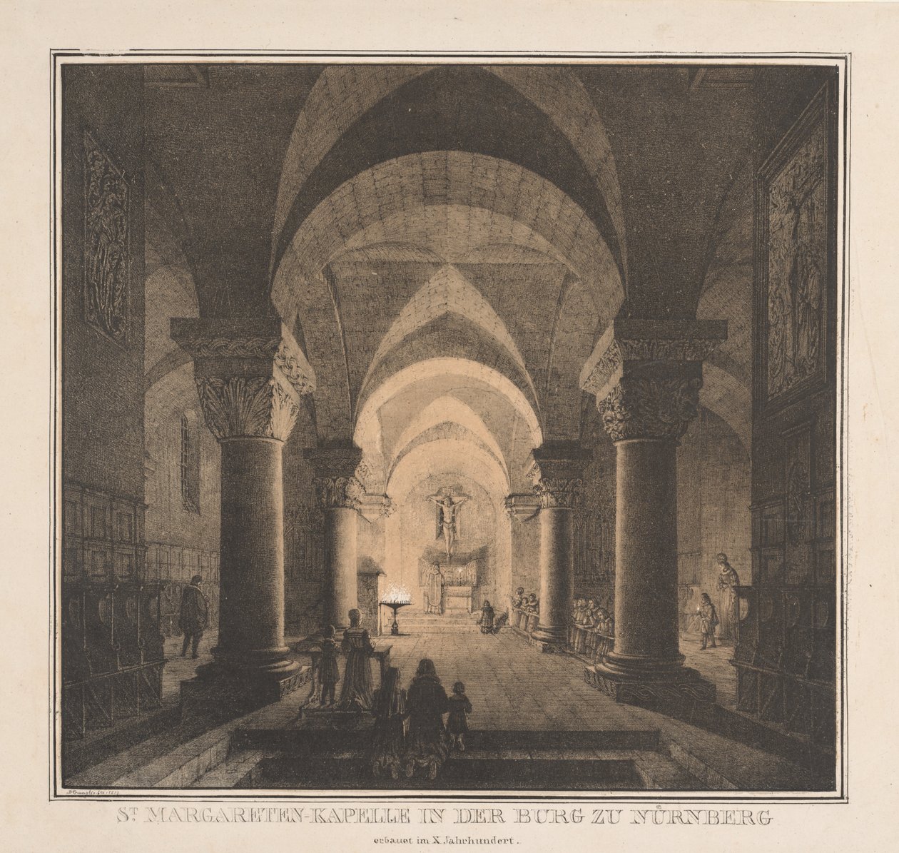 Bemerkelsesverdige bygninger fra middelalderen i Tyskland: St. Margarets Chapel in the Imperial..., 1819. av Domenico Quaglio