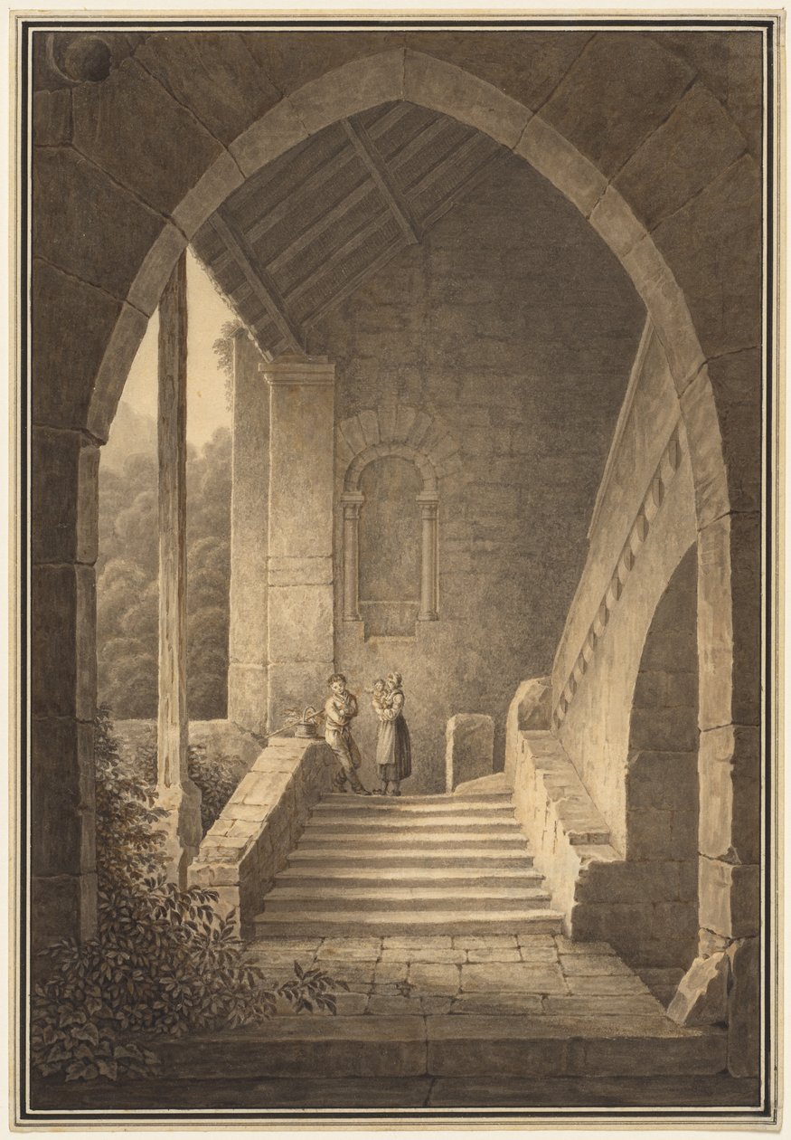 Ytre trapp av en gotisk ruin av Domenico Quaglio