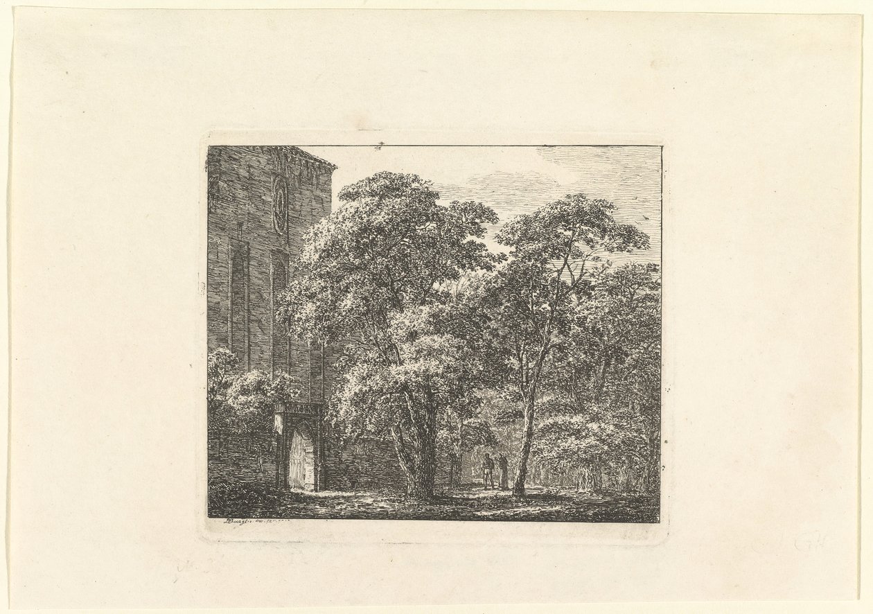 Gotisk arkitektur i et landskap, ca. 1807. av Domenico Quaglio II