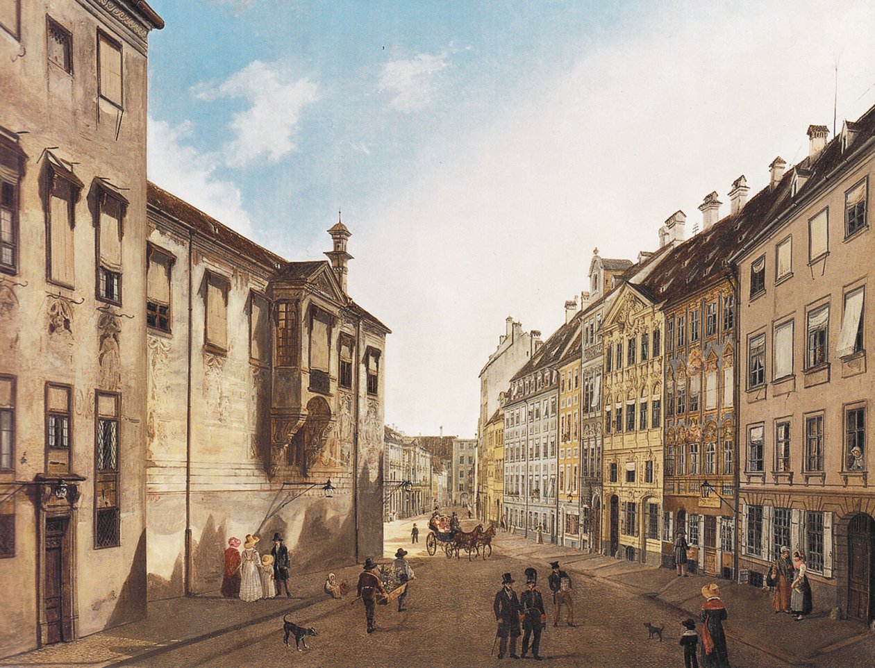 Residenzstrasse mot Max-Joseph-Platz i 1826 av Domenico Quaglio the Younger