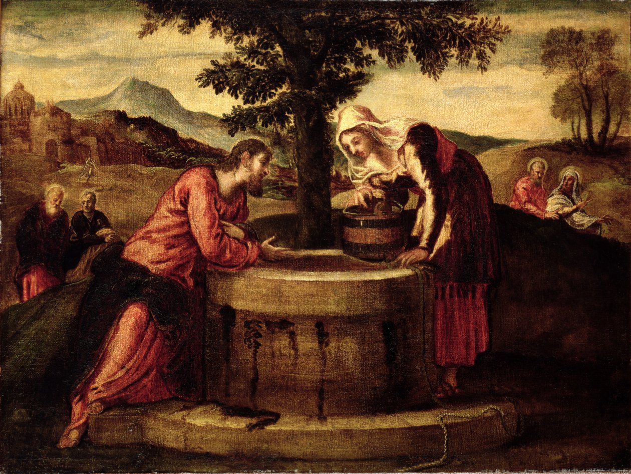 Kristus og kvinnen i Samaria av Domenico Robusti Tintoretto