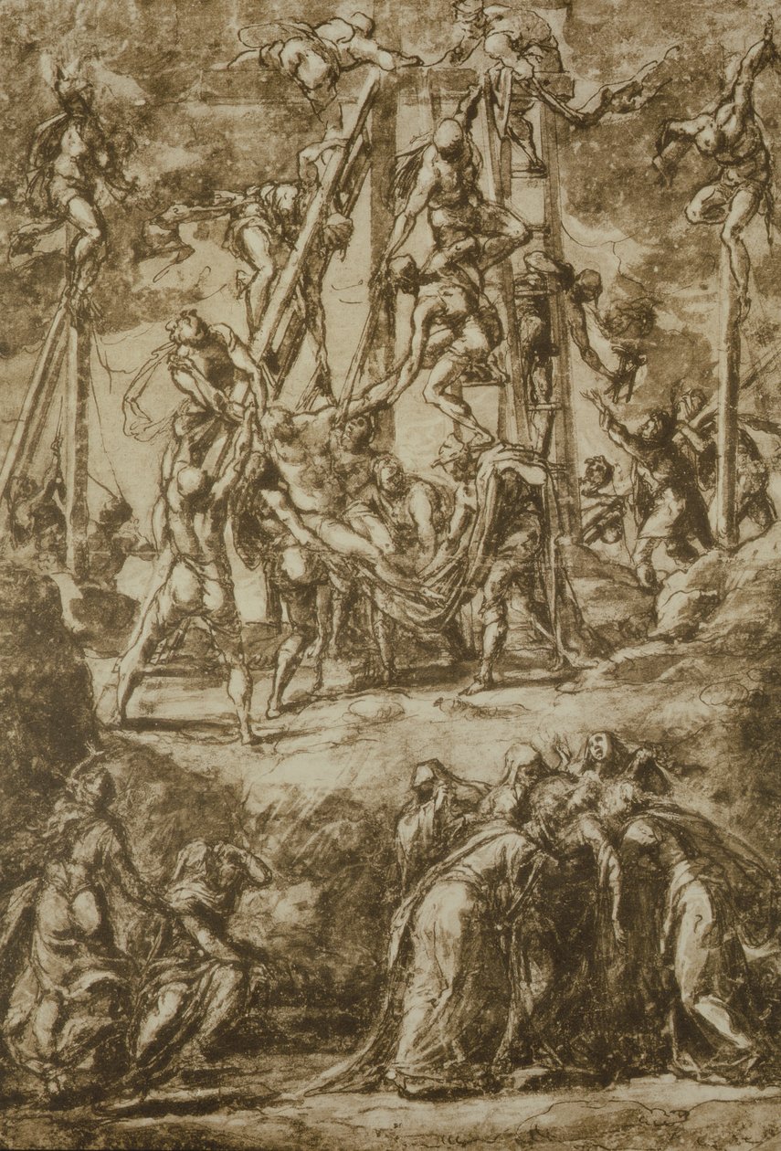 Studie for deponeringen av Domenico Robusti Tintoretto