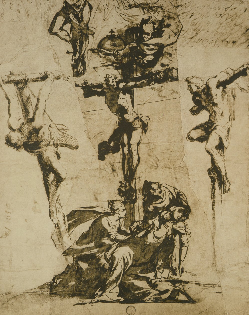 Studie av korsfestelsen og den besvimende jomfruen av Domenico Robusti Tintoretto