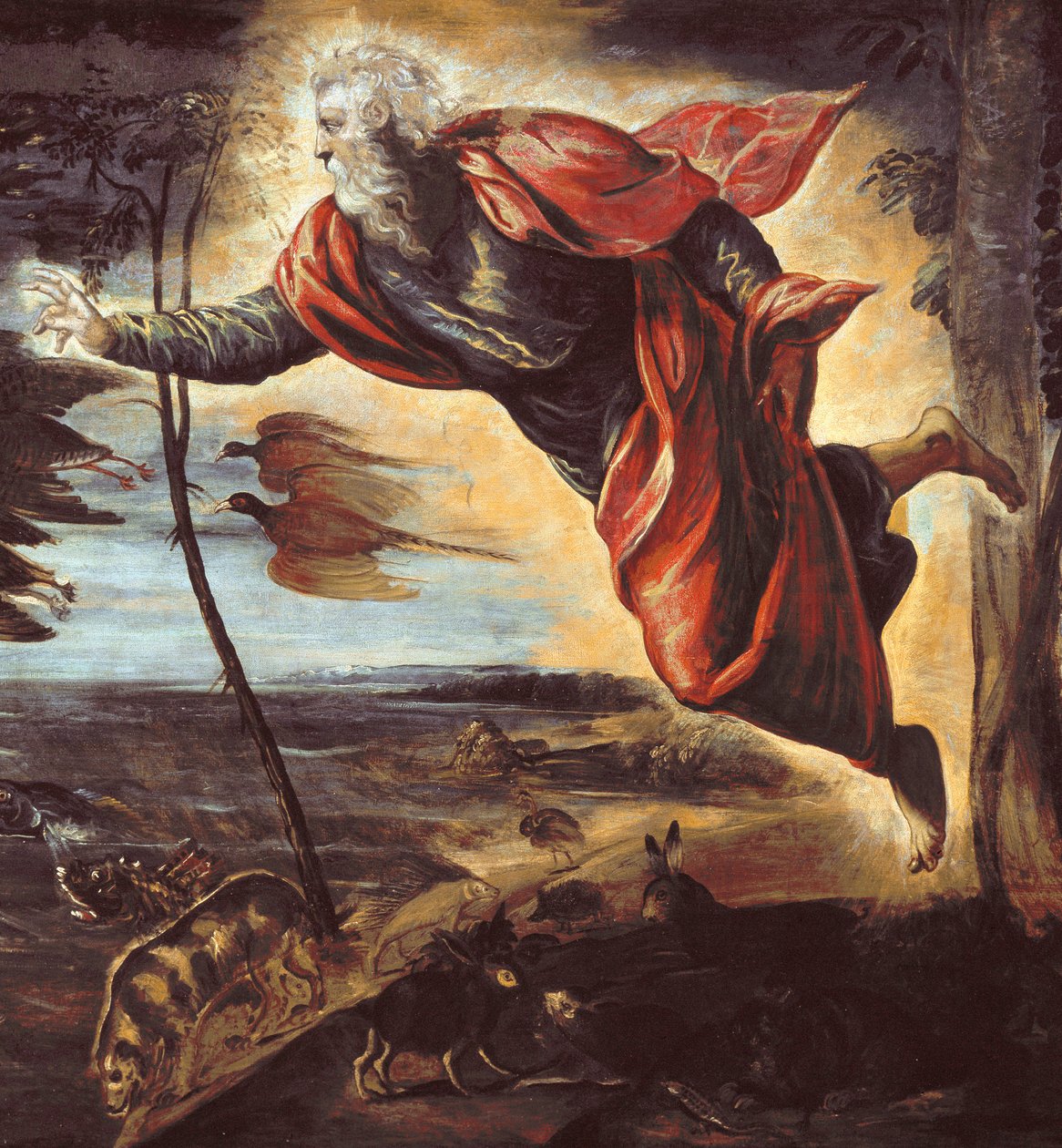 Skapelsen av dyrene. detalj - olje på lerret av Domenico Robusti Tintoretto