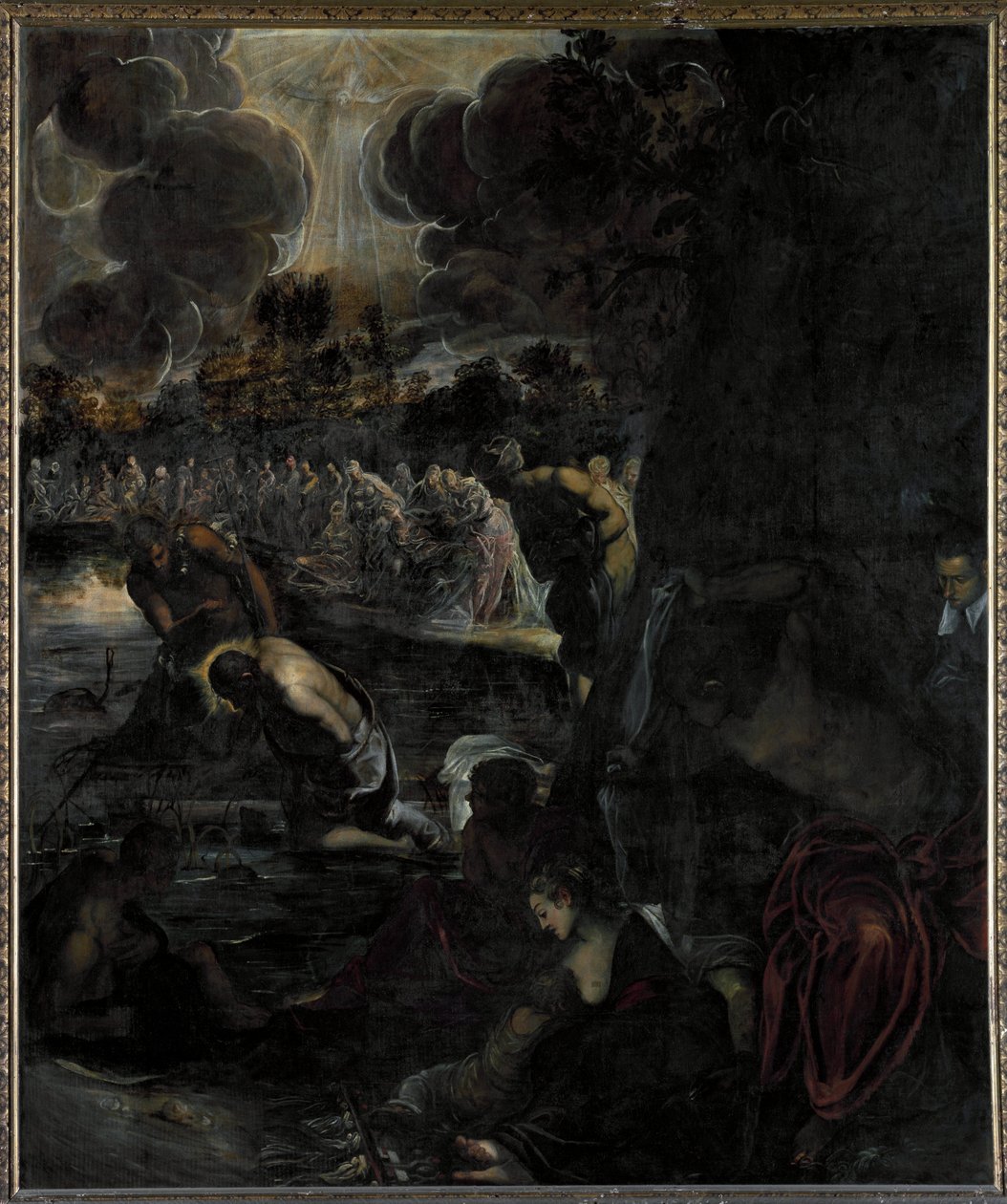Kristi dåp - Olje på lerret av Domenico Robusti Tintoretto