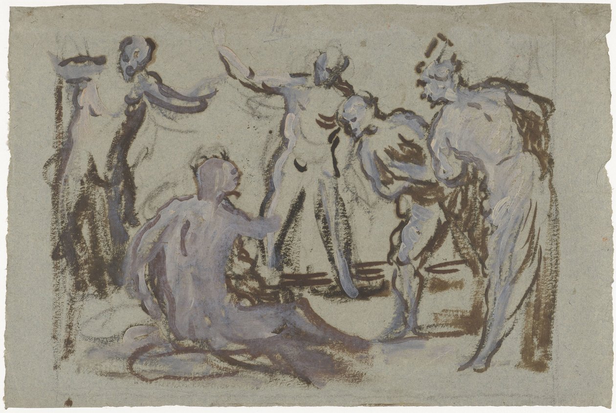 Job på møkkbakken, omgitt av vennene sine av Domenico Tintoretto