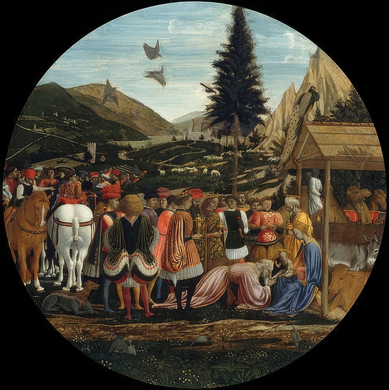 Tilbedelse av magiene. Rundt 1440 av Domenico Veneziano