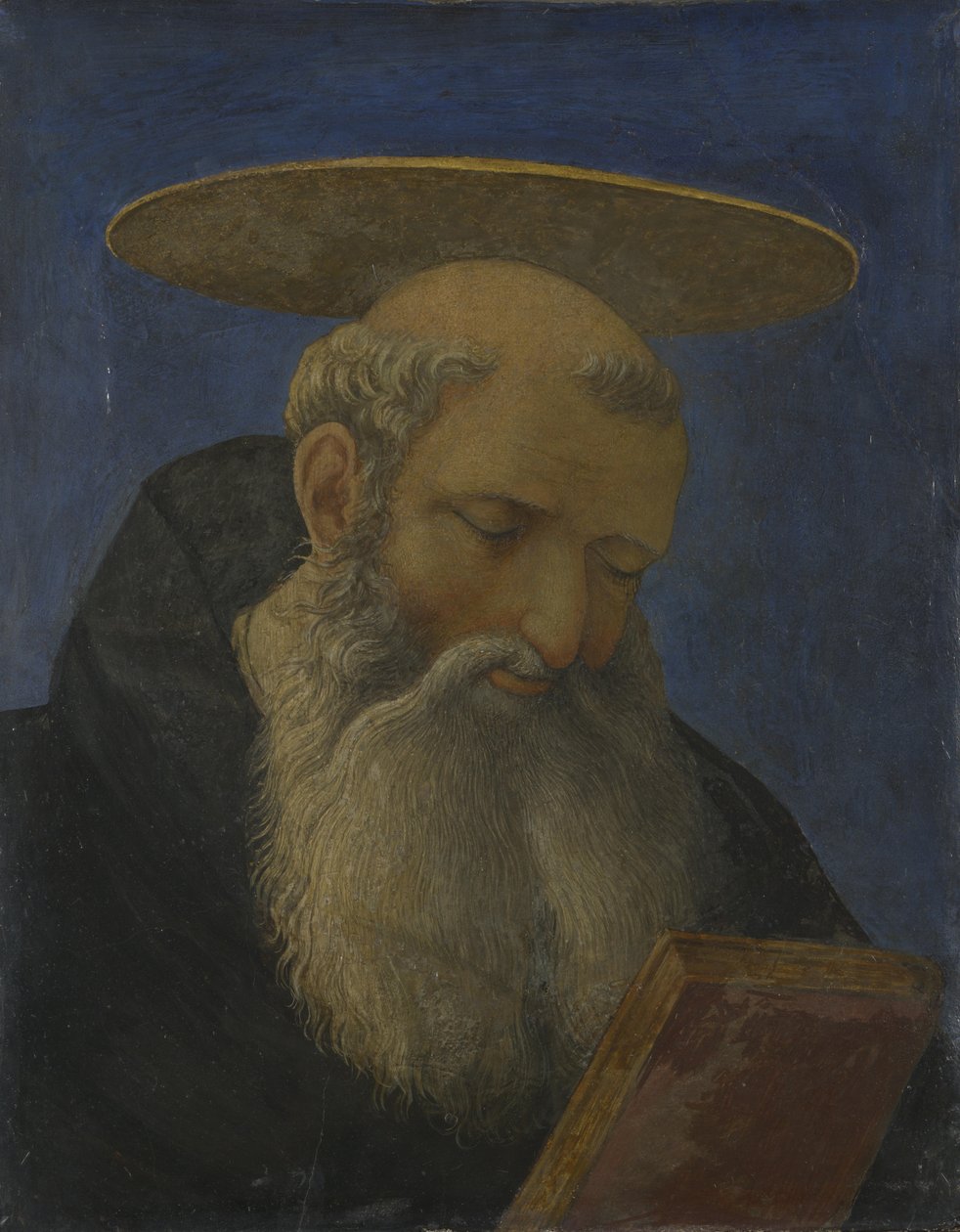 Leder for en tonsuret, skjegget helgen fra Carnesecchi Tabernacle, ca. 1440 av Domenico Veneziano