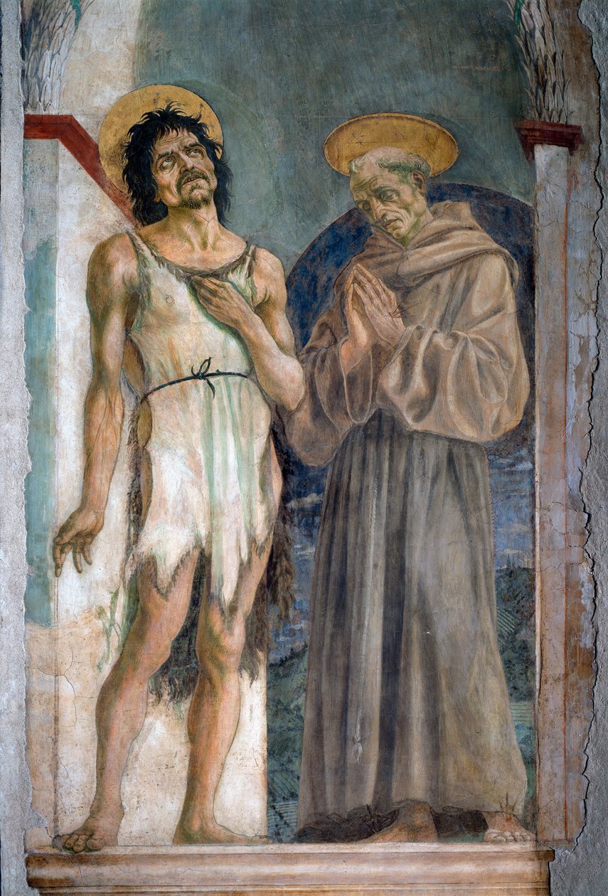 Døperen Johannes og Frans av Assisi - freskomaleri av Domenico Veneziano