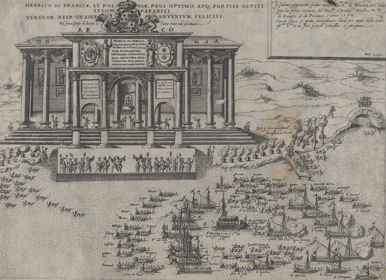 Inntreden av Henri III, konge av Frankrike og Polen, i Venezia, 1574. av Domenico Zenoi