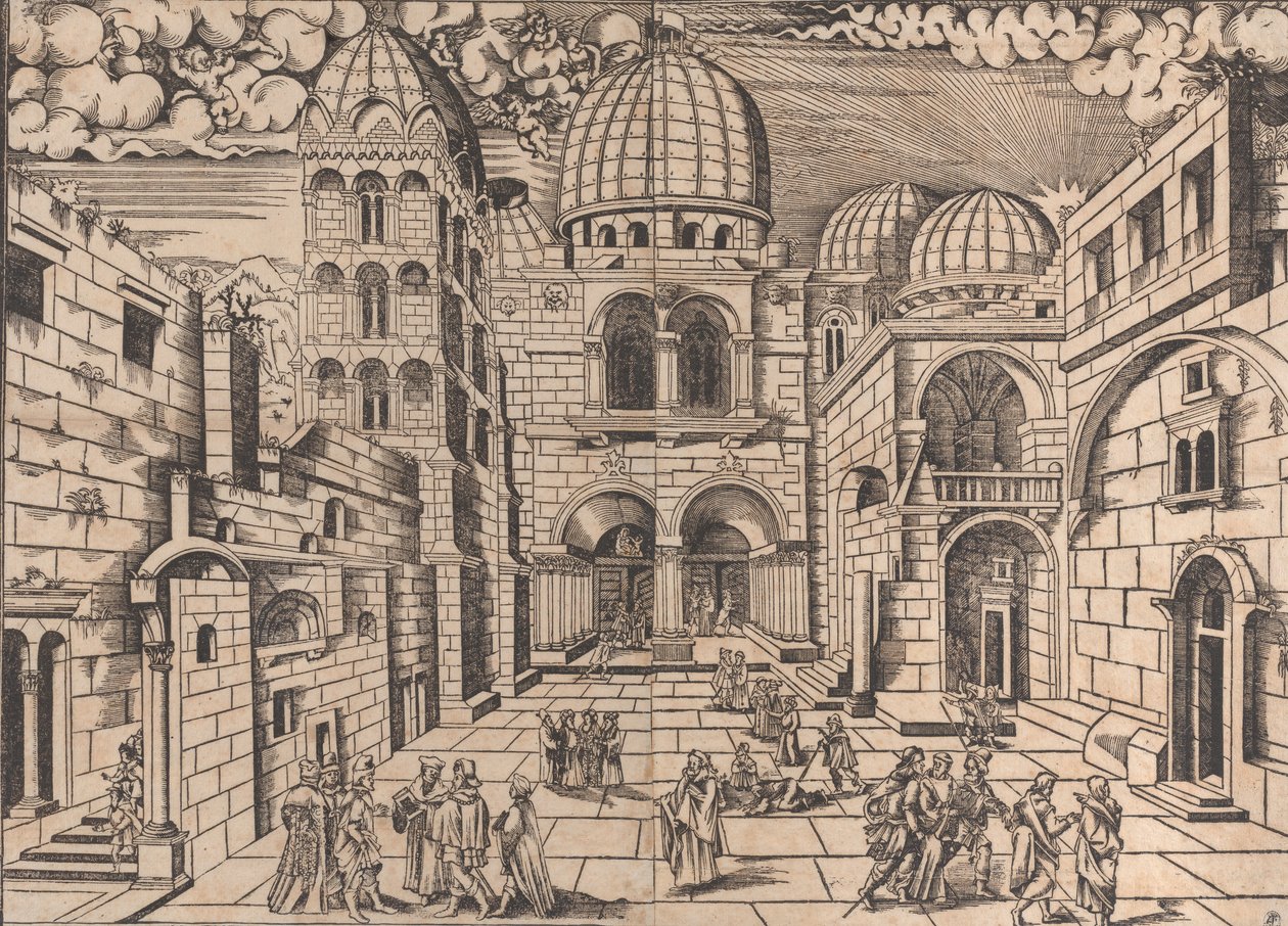 Den hellige gravs kirke, Jerusalem, ca. 1546. av Domenico dalle Greche