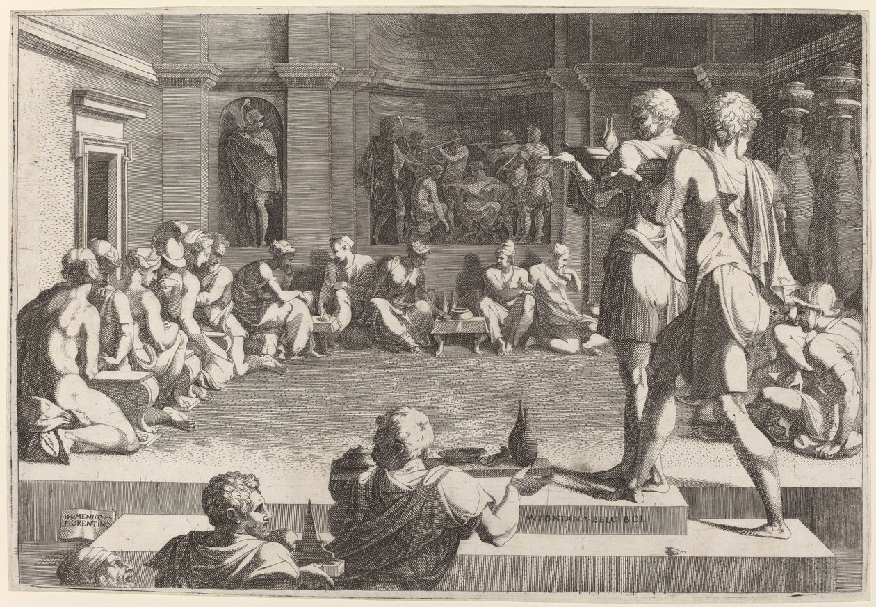 Banketten til Alexander den store av Domenico del Barbiere after Francesco Primaticcio