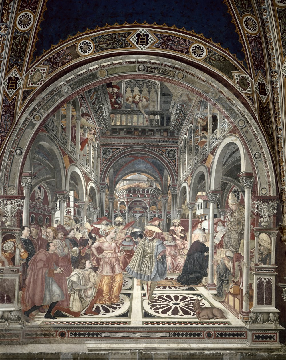 Pave Celestine III (ca. 1106-98) gir autonomi til sykehuset i Siena, 1442 av Domenico di Bartolo