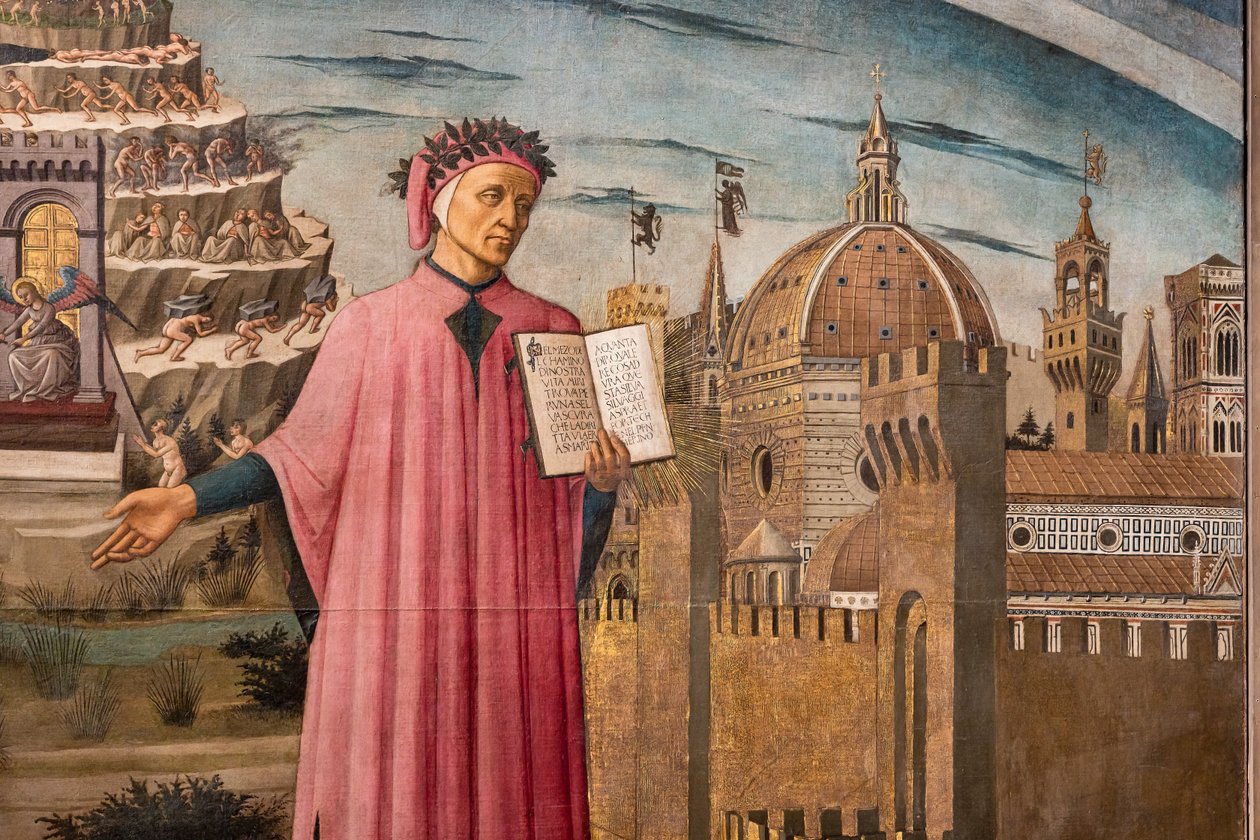 Dante Alighieris guddommelige komedie av Domenico di Michelino