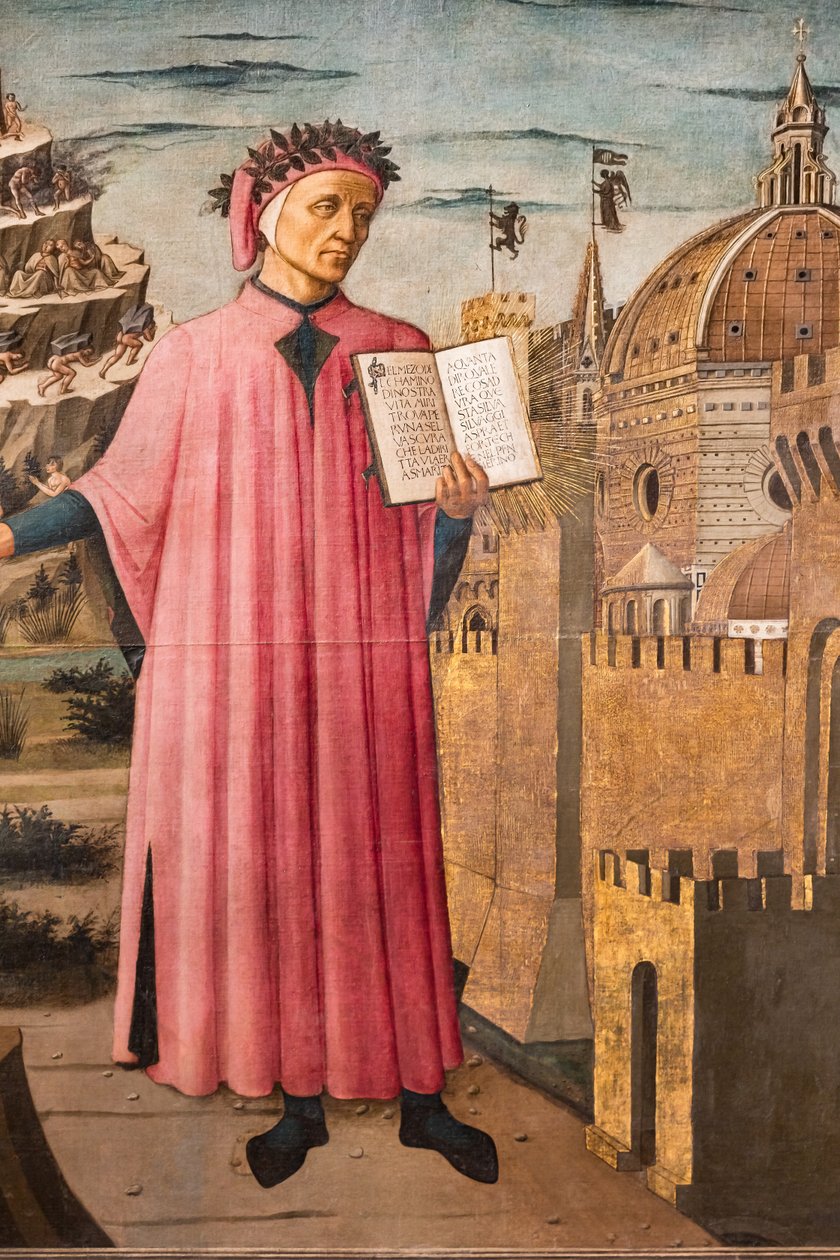 Dante Alighieris guddommelige komedie, detalj av Domenico di Michelino