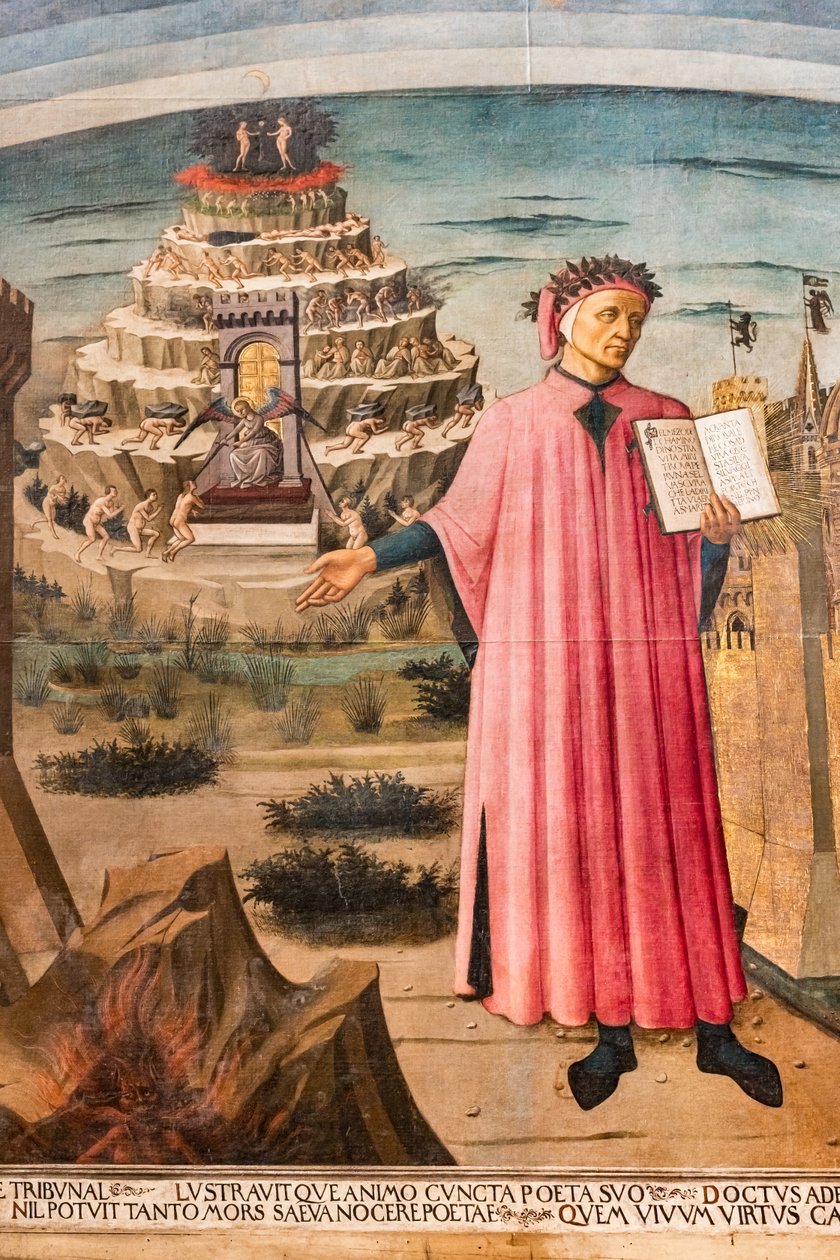 Dante Alighieris guddommelige komedie, detalj av Domenico di Michelino