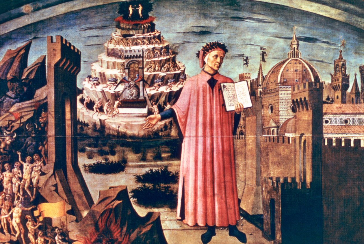 Dante og hans dikt den guddommelige komedie, 1465. av Domenico di Michelino