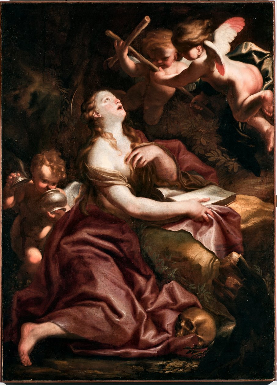 Saint Mary Magdalene (Mary-Magdalene) Maleri av Domenico Piola (1627-1703), Genes Musei di Strada Nuova (inv n PB 290) av Domenico the Elder Piola