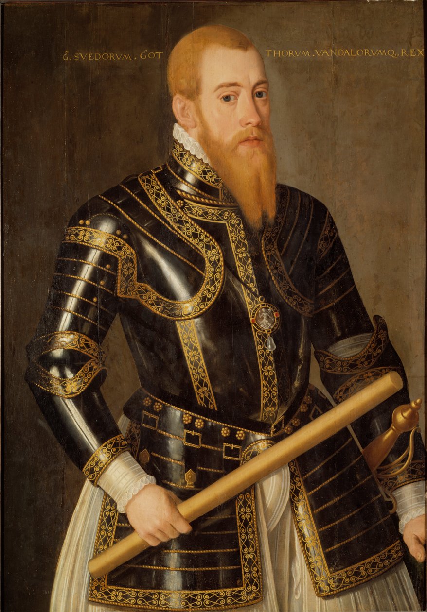 Portrett av kong Erik XIV av Sverige 1533-1577. av Domenicus Verwilt