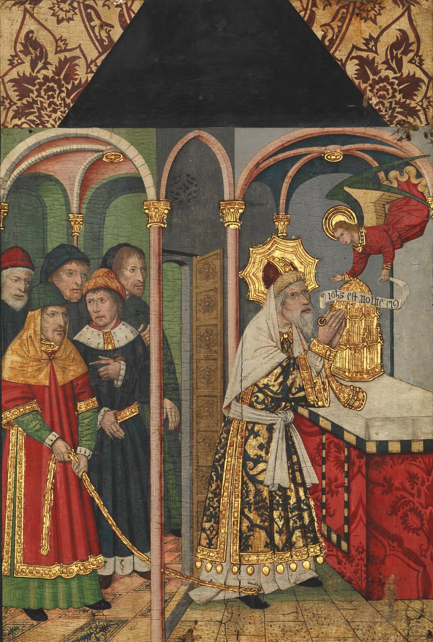Panel med engelen som vises for Zacharias..., 1464-1507. av Domingo Ram