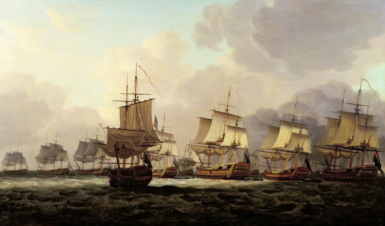 Viseadmiral Parkers aksjon med den nederlandske flåten på Doggerbank, 1781 av Dominic Serres