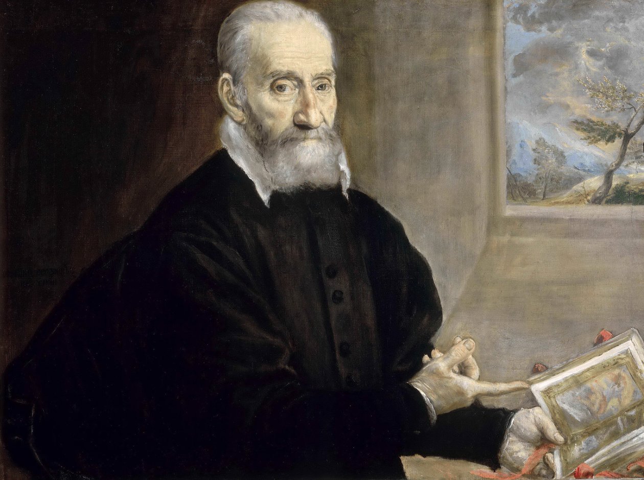 Portrett av Giulio Clovio 1498-1578, ca 1571. av Dominico El Greco