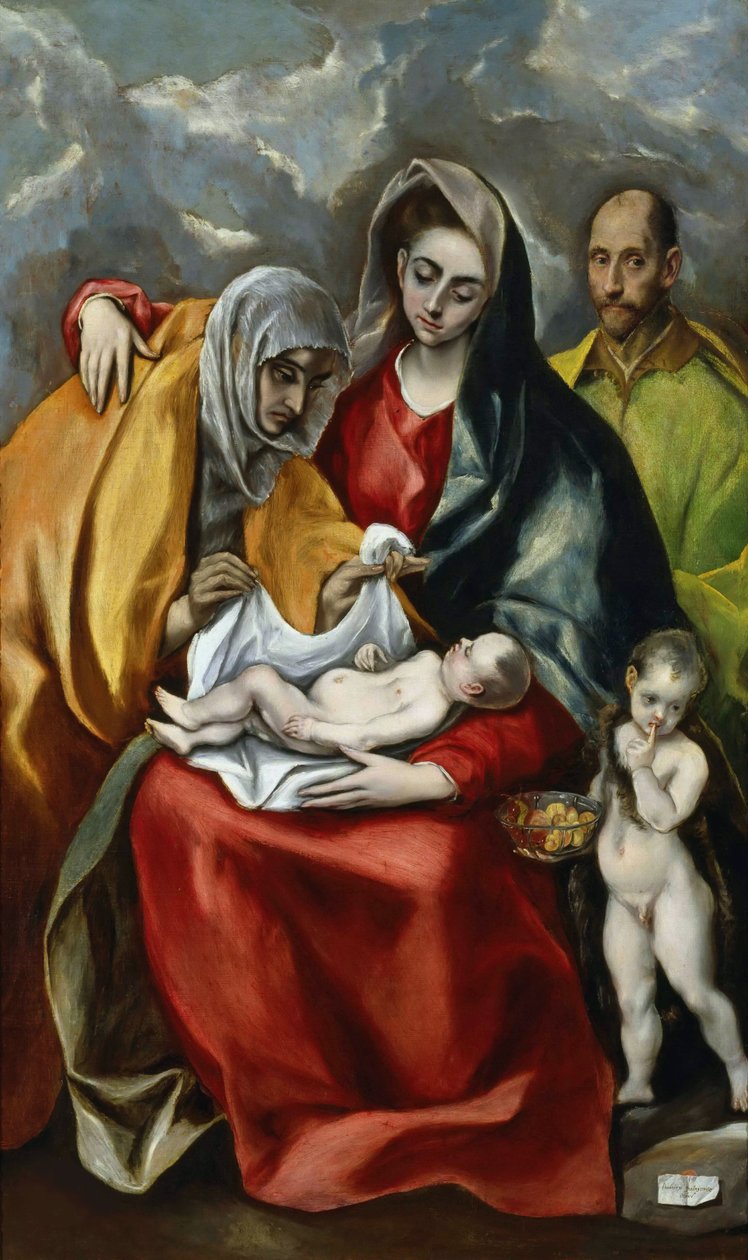 Den hellige familie med den unge døperen Johannes, ca 1585. av Dominico El Greco