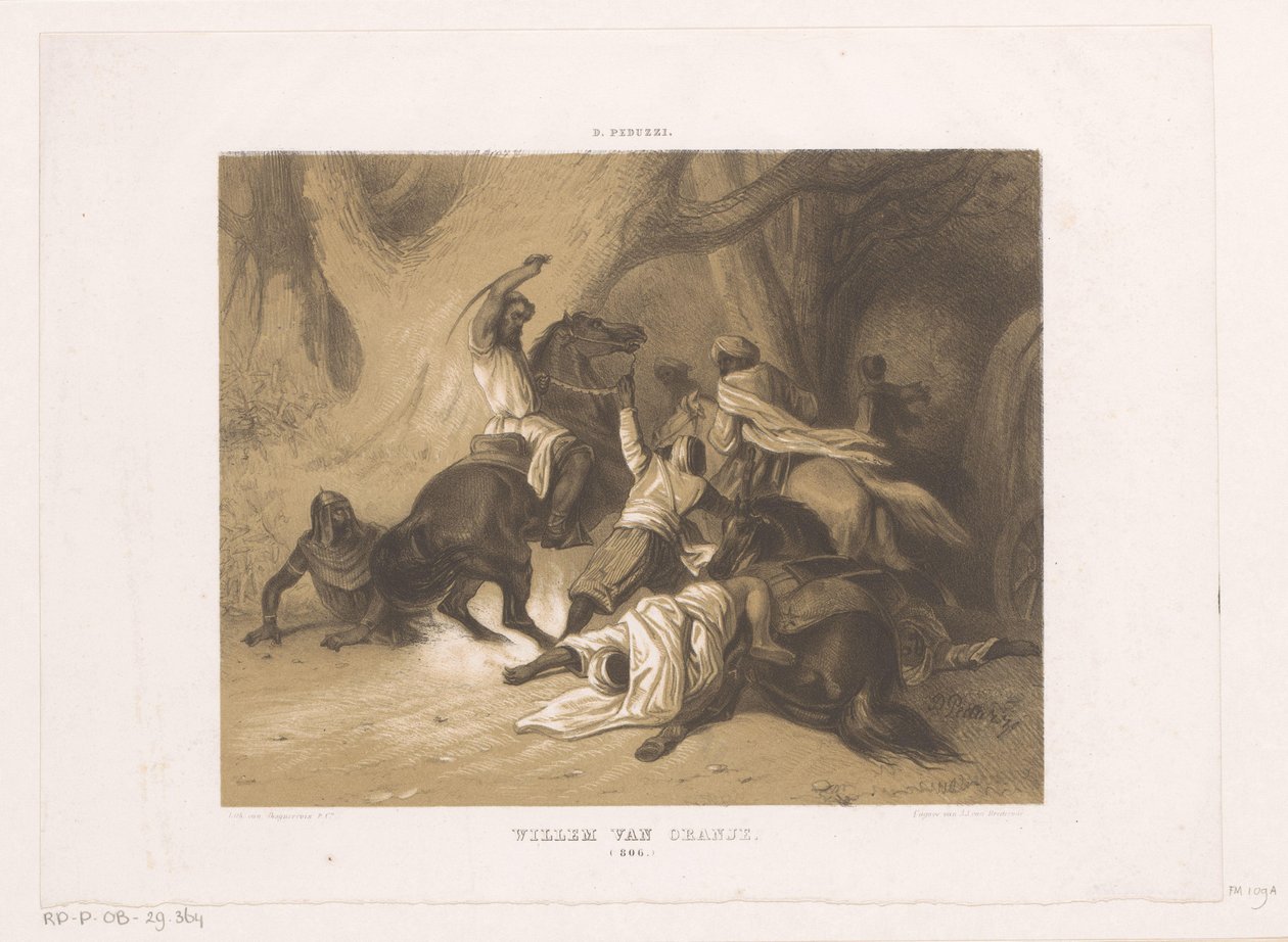 Willem møtte de Hoorn, grev av Orange, kjemper mot maurerne William av Orange / 806 (tittel på objekt) av Dominicus Anthonius Peduzzi