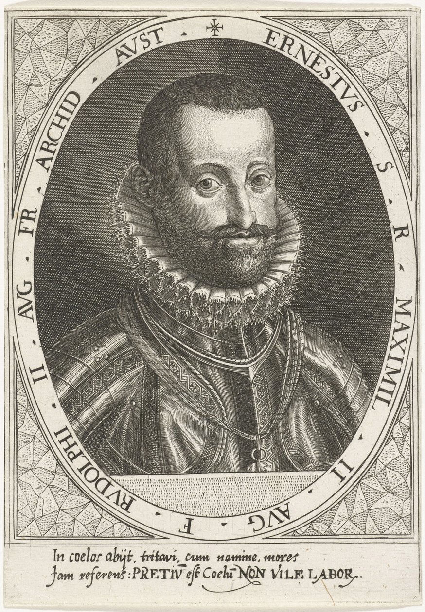 Portrett av erkehertug Ernest av Østerrike 1553-1595, ca 1595-1597 av Dominicus or Custodis Custos