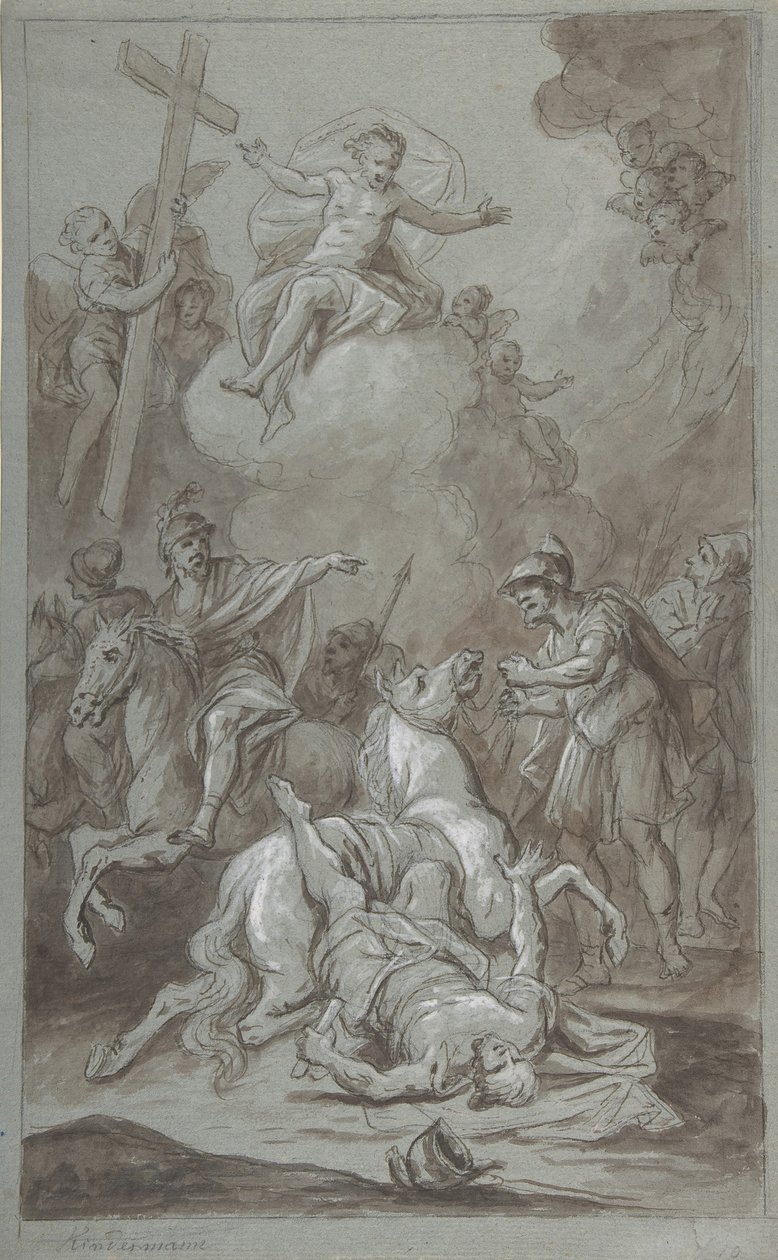 The Conversion of St. Paul recto, The Execution of the Prisoner verso, 1700-begynnelsen av 1800-tallet. av Dominik Kindermann