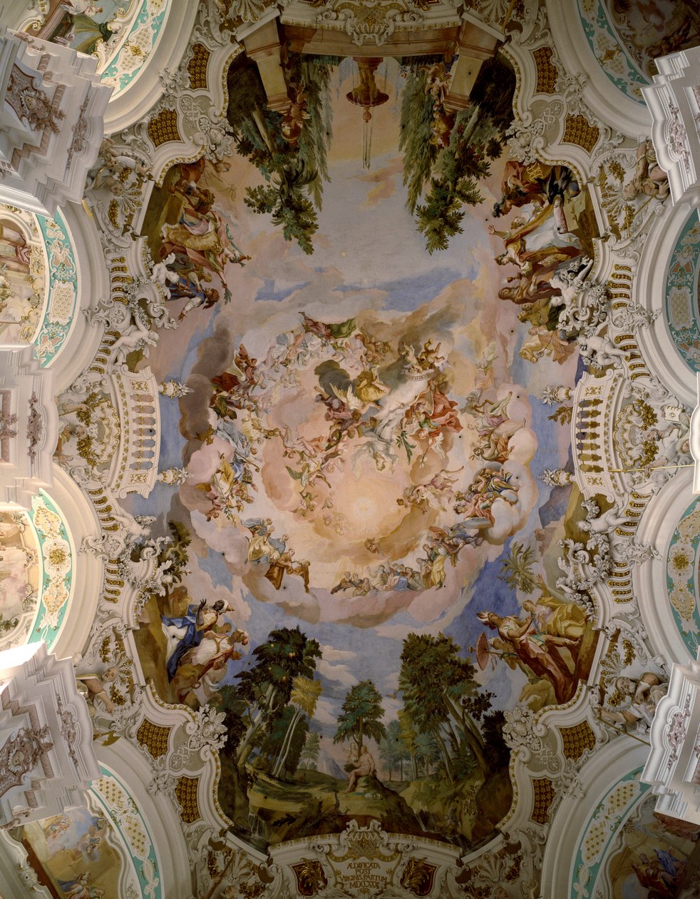 Freskomaleri som dekorerer kuppelen til Schussenried-klosteret av arkitekt Domenikus Zimmermann (1685-1766) 1730-1731 Schussenried, Tyskland av Dominikus Zimmermann