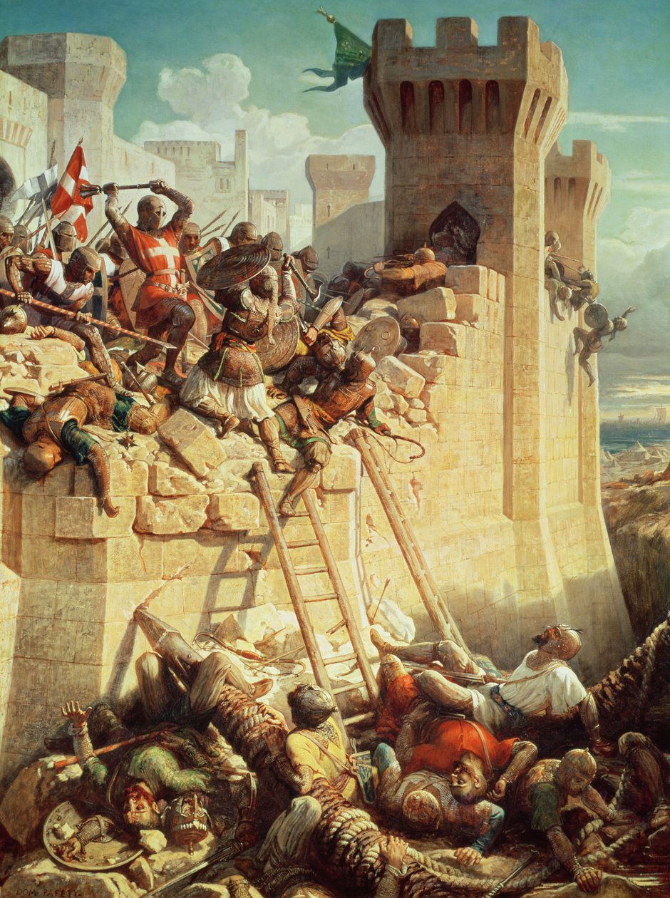 Guillaume de Clermont forsvarte Ptolemais (Acre) i 1291, 1845 av Dominique Louis Papety