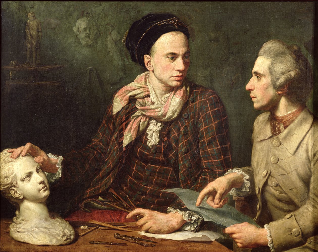 Selvportrett med Dominique Herment (1730-77) 1769 av Dominique Doncre