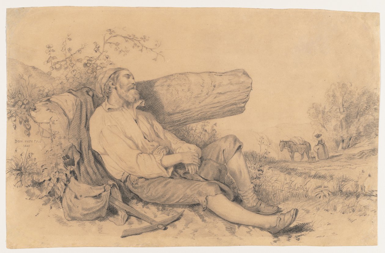 Sovende feltarbeider, 1842. av Dominique Louis Papety