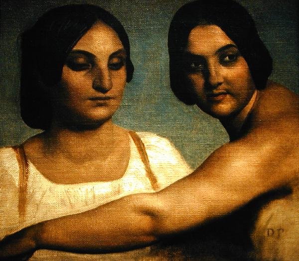 To italienske kvinner (olje på lerret) av Dominique Louis Papety