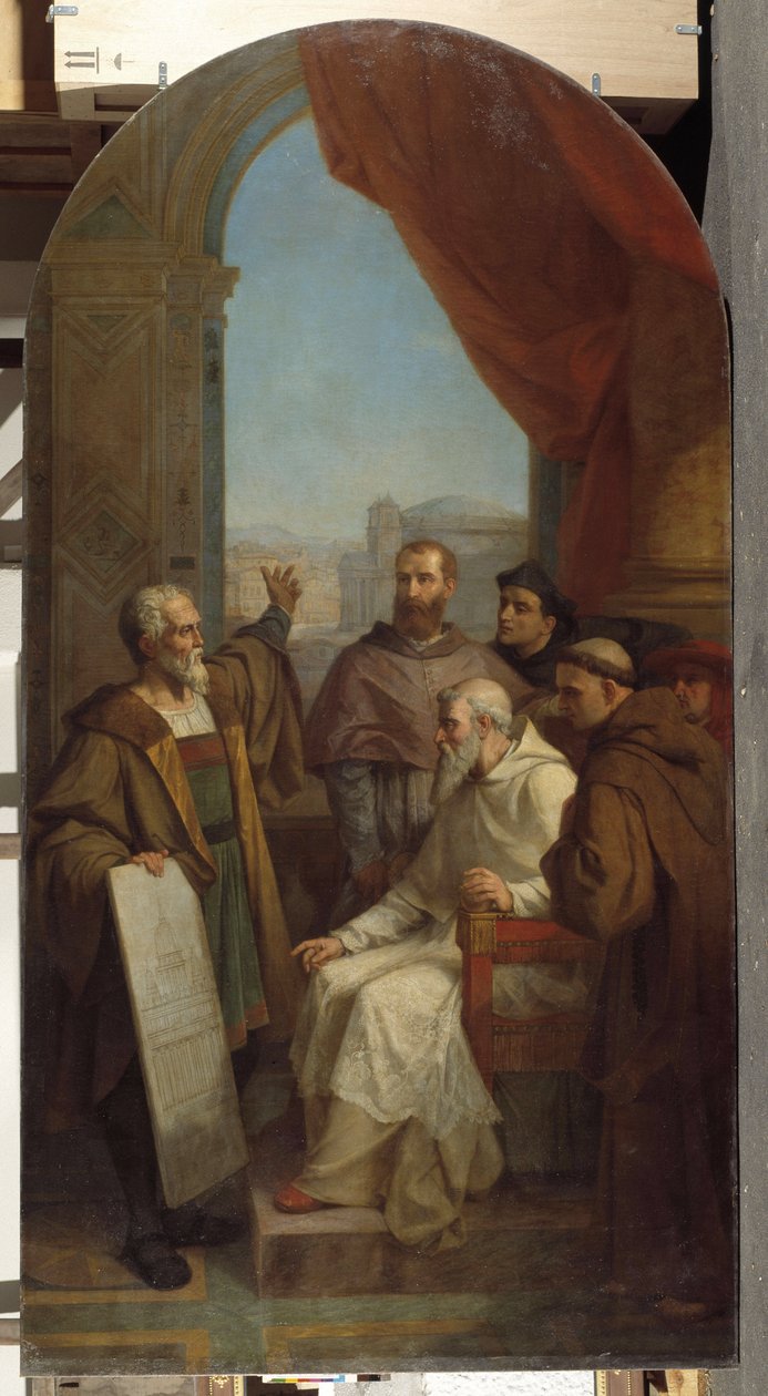 Arkitektur: den italienske maleren og skulptøren Michelangelo Buonarroti kjent som Michelangelo (Michelangelo eller Michelangelo av Dominique Magaud