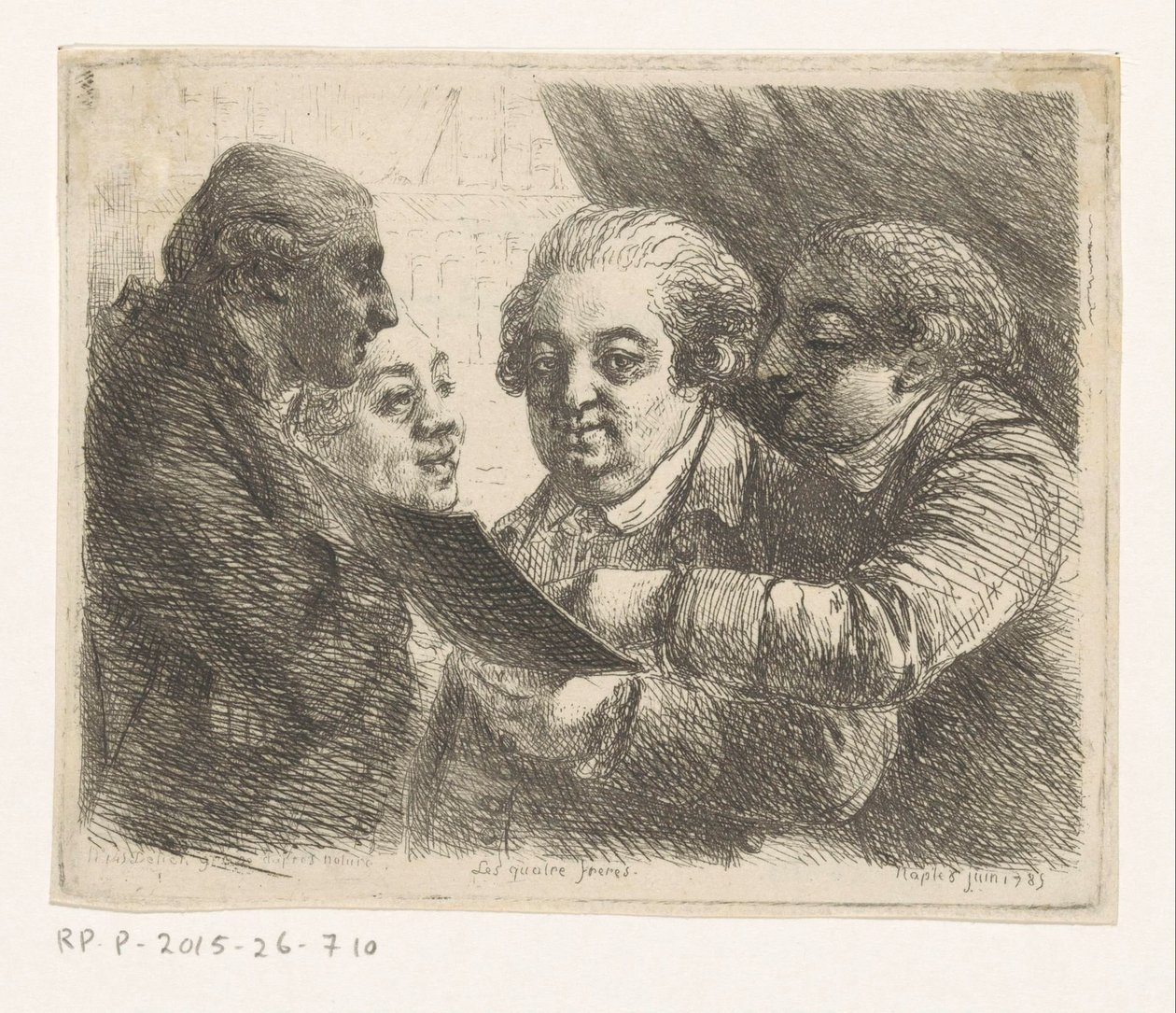 Portrett av fire brødre fra Terres-familien, bokhandlere i Napoli Les quatres freres (tittel på objekt) av Dominique Vivant Denon (baron)