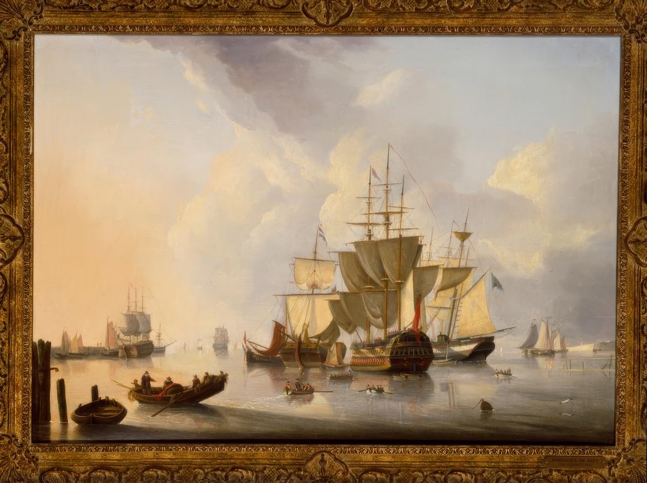 Engelsk to-dekker / maleri, 1829, v. D. de Bast av Dominique de Bast