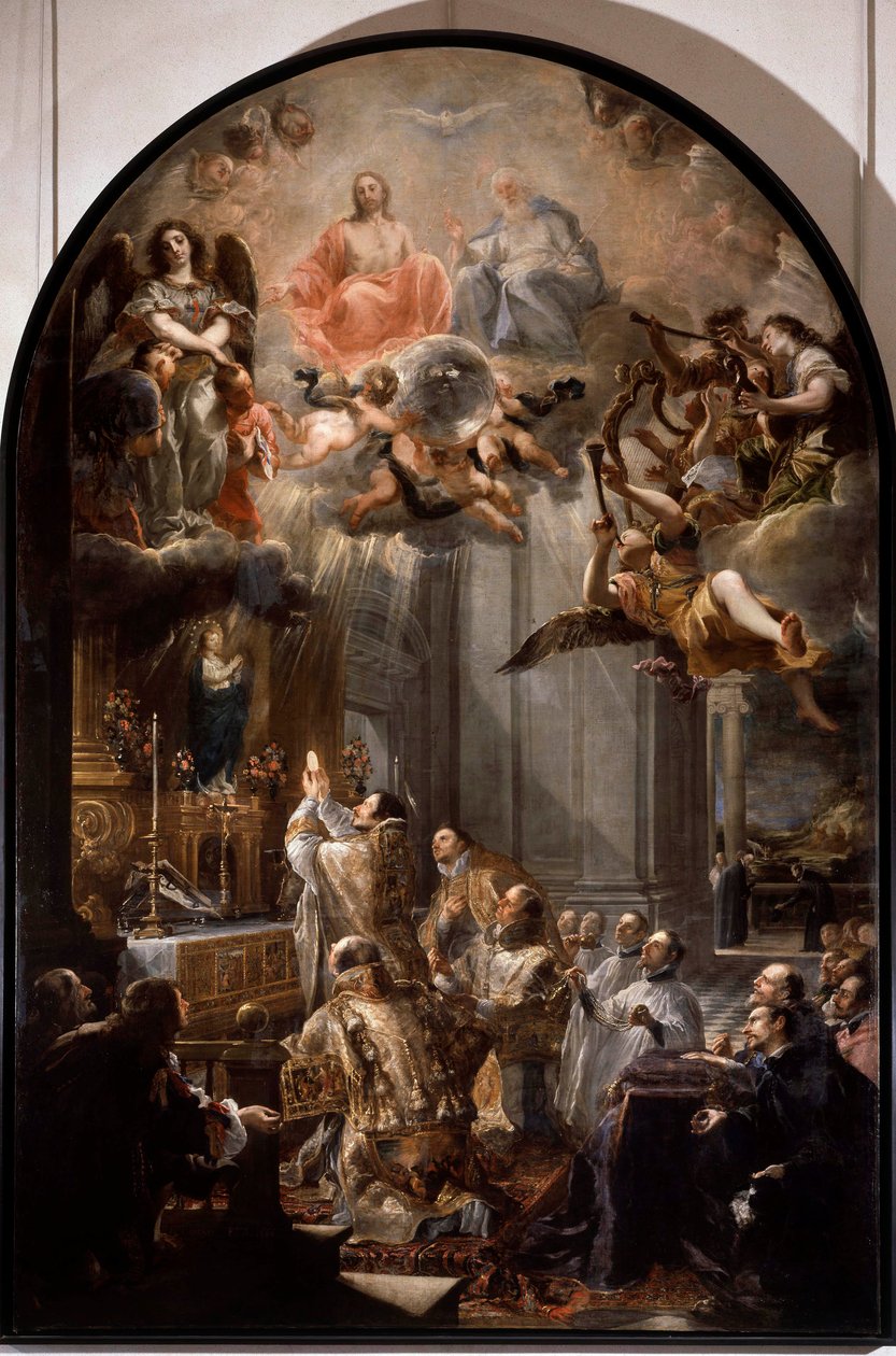 Grunnmesse for Treenighetsordenen Den religiøse treenighetsordenen (eller den aller helligste treenighetsorden) ble grunnlagt av Johannes av Matha (1154-1213). Maleri av Juan Carreno de Miranda (1614-1683) Søn. 5x3,1 m av Don Juan Carreno de Miranda