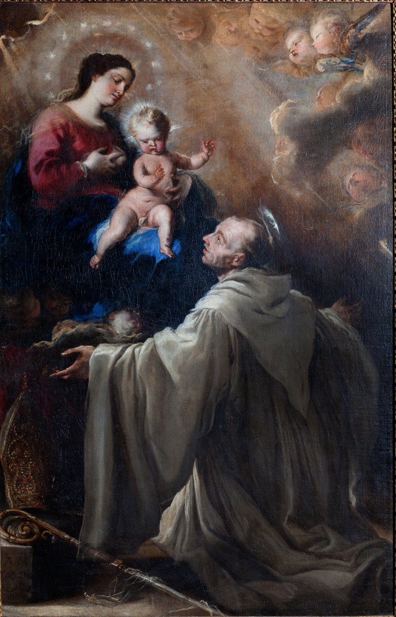 Menighetsmuseum. Maleri. Saint Bernard og Madonna med barn. Olje på lerret. av Don Juan Carreno de Miranda