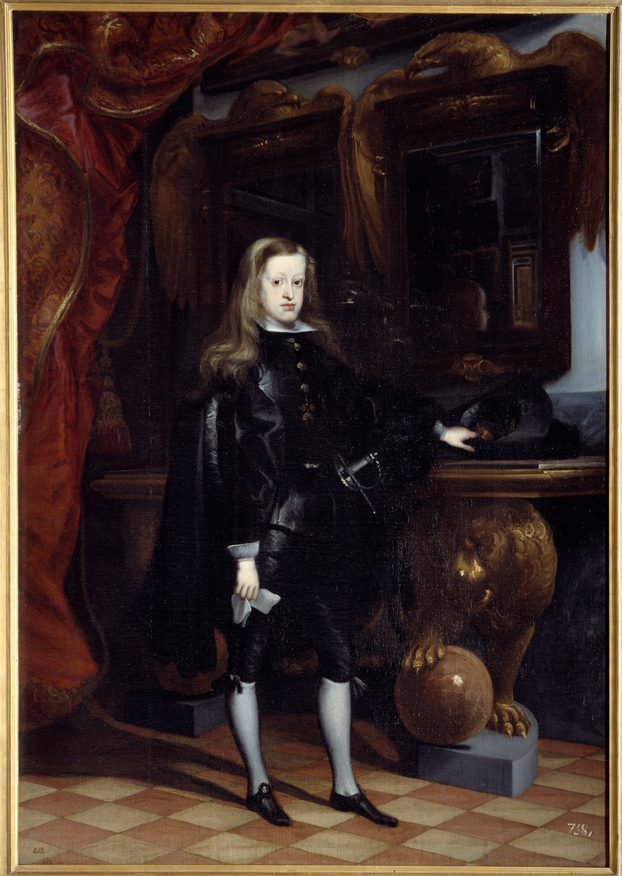 Portrett til fots av Charles II av Spania (1661-1700) Maleri av Juan de Carreno Miranda (1614-1685) av Don Juan Carreno de Miranda