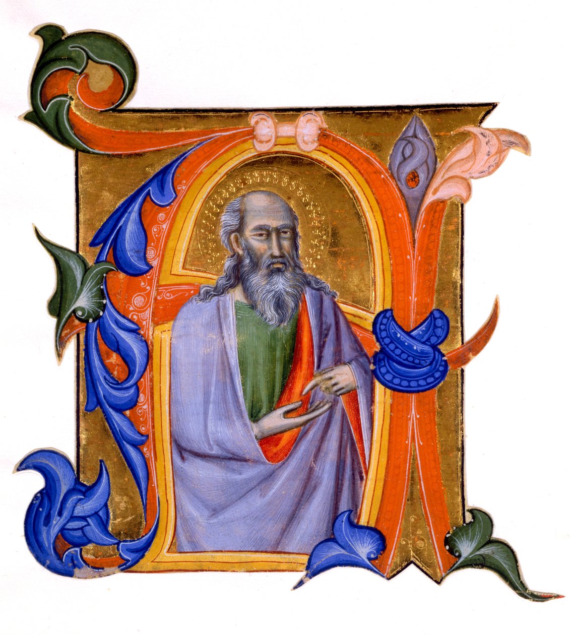 Opplyst initial A, ca. 1382-99 (vannbasert pigment og bladgull på pergament) av Don Silvestro dei Gherarducci