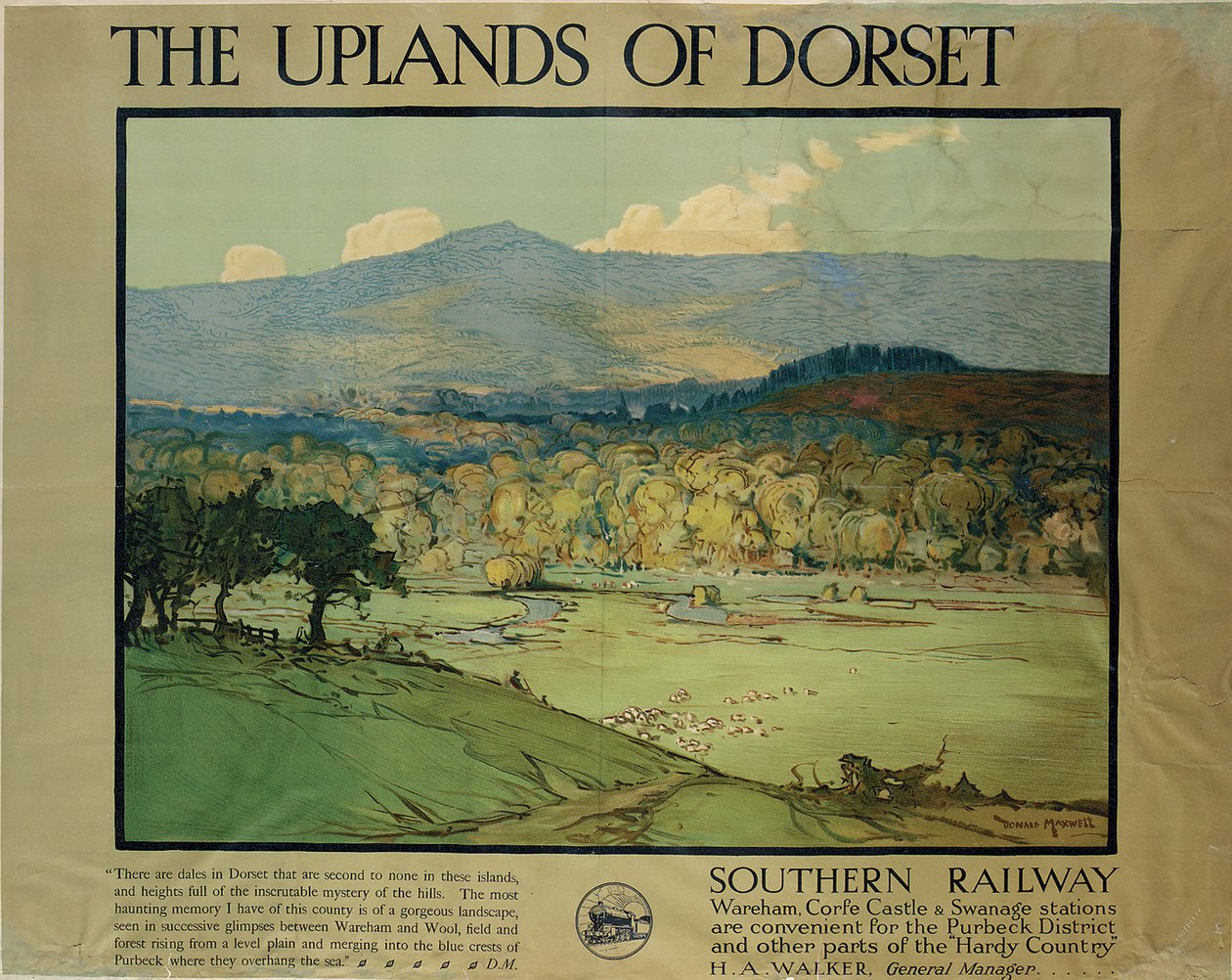 The Uplands of Dorsetm c.1924 (farge litho) av Donald (after) Maxwell