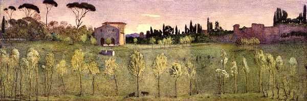 Villa Borghese, Roma (akvarell) av Donald Andrew Brown