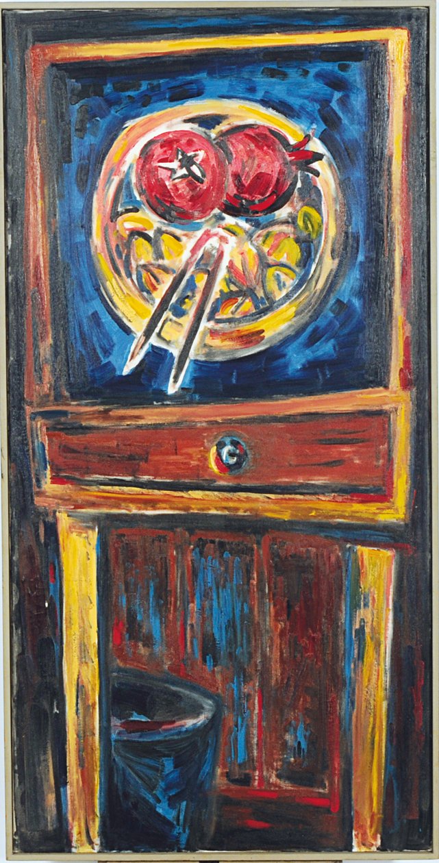 Vertikal arrangement (olje på lerret) av Donald Jeffries Bear