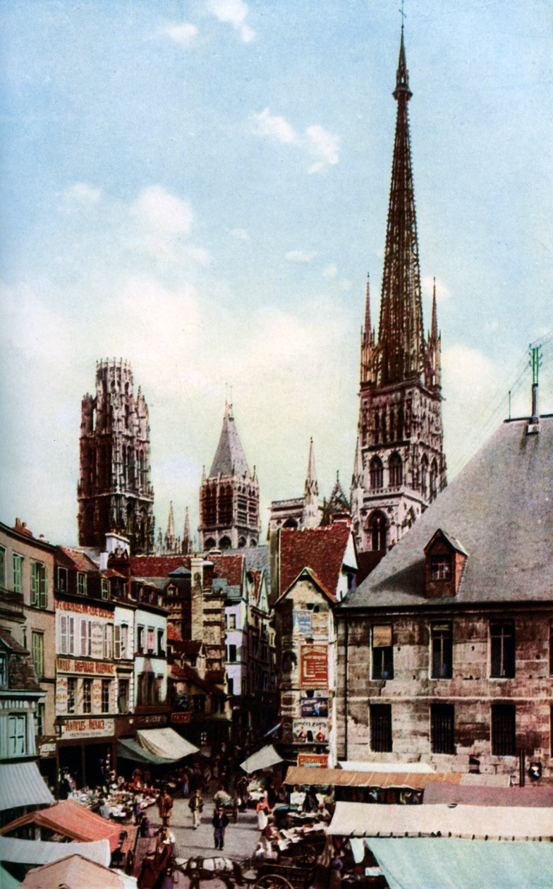 Rouen-katedralen, Normandie, Frankrike, ca 1930-tallet av Donald McLeish