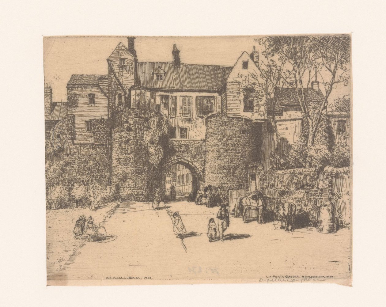 Fra Porte Gayole i Boulogne-sur-Mer Gayole-porten, Boulogne-sur-Mer (tittel på objekt) av Donald Shaw MacLaughlan